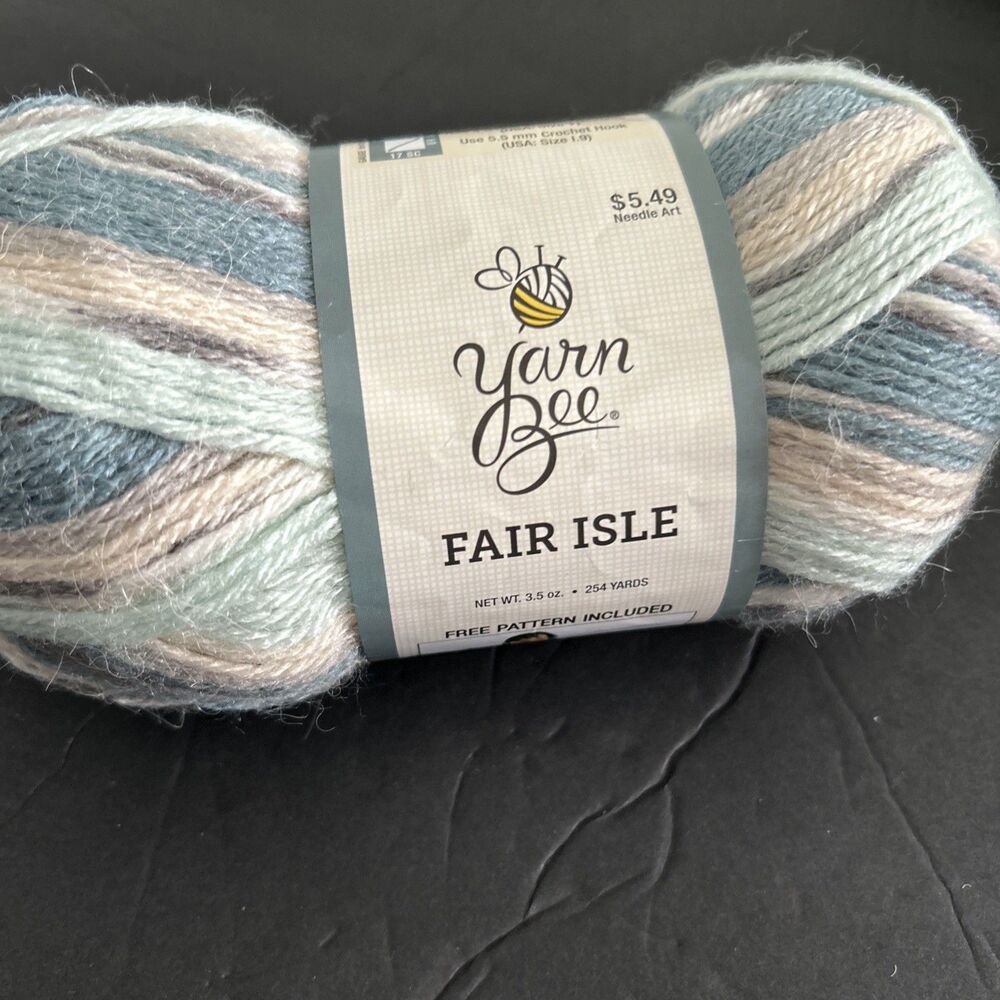 Yarn Bee Fair Isle Mint Gray  Multi 3.5 oz. Skein 618090
